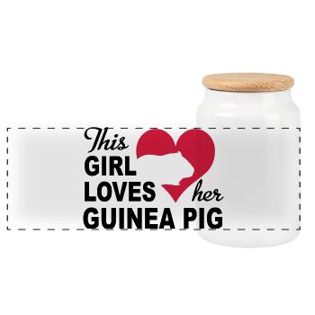 guinea pig - Panoramic Cookie Jar with Wooden Lid - white - Front