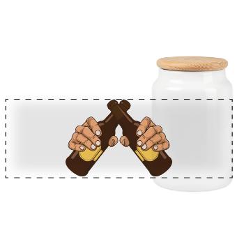 deux bières! Pour l'amateur de bière! - Boîte à biscuits avec couvercle en bois - blanc - Devant