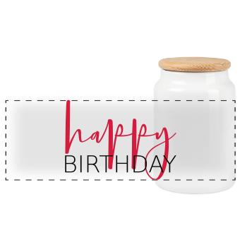 idée cadeau joyeux anniversaire félicitation - Boîte à biscuits avec couvercle en bois - blanc - Devant