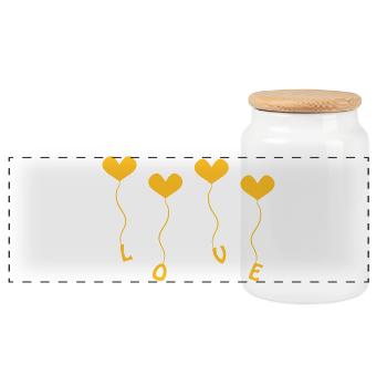 Love (4) - Panorama Keksdose mit Holzdeckel - Weiß - Vorne