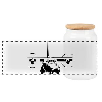 C-130 Hercules - Panoramic Cookie Jar with Wooden Lid - white - Front