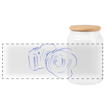 kamera - Panorama Keksdose mit Holzdeckel - Weiß - Vorne