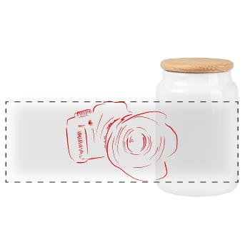 kamera - Panorama Keksdose mit Holzdeckel - Weiß - Vorne