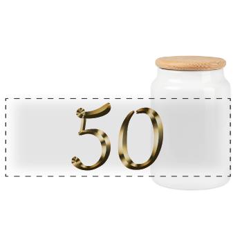 50 Years gold 50th birthday anniversary anniversary - Panoramic Cookie Jar with Wooden Lid - white - Front
