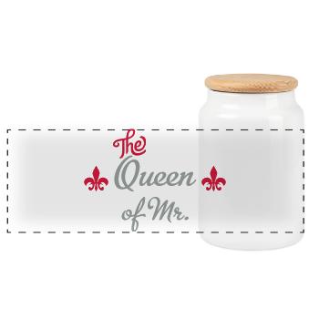 wedding - Panoramic Cookie Jar with Wooden Lid - white - Front