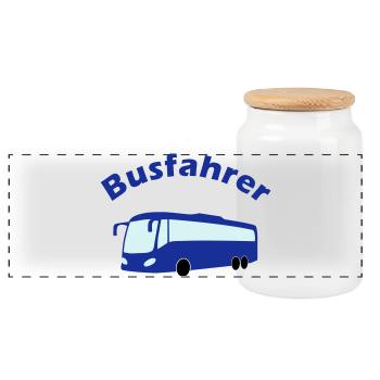 Busfahrer Design - Panorama Keksdose mit Holzdeckel - Weiß - Vorne