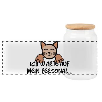 chats personnel - Boîte à biscuits avec couvercle en bois - blanc - Devant