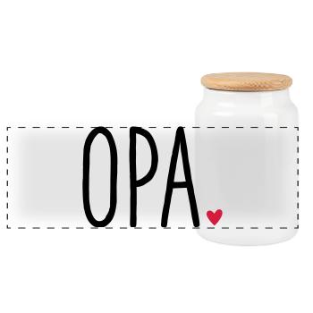Opa Herz - Geschenk Enkel Liebe - Panorama Keksdose mit Holzdeckel - Weiß - Vorne