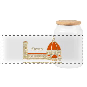 Florence Cathedral of Santa Maria del Fiore - Panoramic Cookie Jar with Wooden Lid - white - Front
