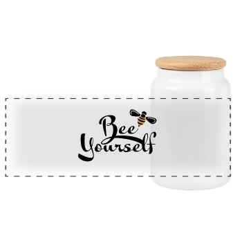 abeille toi-même - motivation pour protéger l'abeille - Boîte à biscuits avec couvercle en bois - blanc - Devant