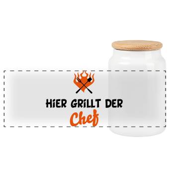grillen - Panorama Keksdose mit Holzdeckel - Weiß - Vorne