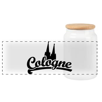Cologne Classic Dom - Köln mit Kölner Dom - Panorama Keksdose mit Holzdeckel - Weiß - Vorne