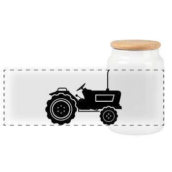 tracteur - Boîte à biscuits avec couvercle en bois - blanc - Devant