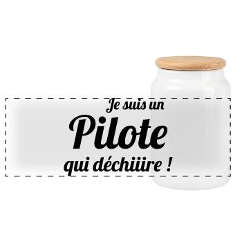 Je suis un Pilote qui déchiiire ! - Boîte à biscuits avec couvercle en bois - blanc - Devant