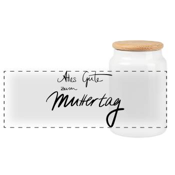 Happy Mothers's Day - Panoramic Cookie Jar with Wooden Lid - white - Front