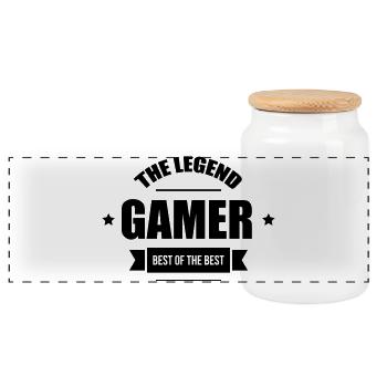Gamer / Gaming - Boîte à biscuits avec couvercle en bois - blanc - Devant