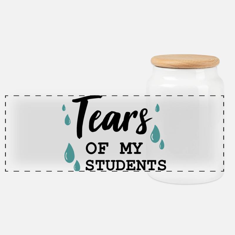 Tears of my Students - Panoramic Cookie Jar with Wooden Lid - white