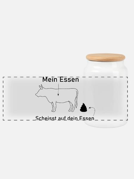 Mein Essen scheisst auf dein Essen - Panorama Keksdose mit Holzdeckel - Weiß