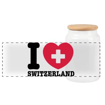 Schweiz - Panorama Keksdose mit Holzdeckel - Weiß - Vorne