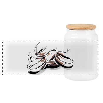 Kaffeebohnen Cafe Illustration Logo Kaffeezeit - Panorama Keksdose mit Holzdeckel - Weiß - Vorne