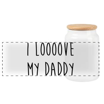 Dad / Papa / Daddy / Vati / Baby / Bébé / Birth - Panoramic Cookie Jar with Wooden Lid - white - Front