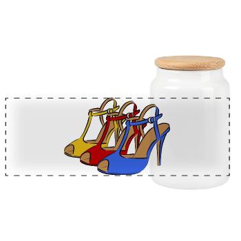 Shoe Fashion Women's Shoes - Panoramic Cookie Jar with Wooden Lid - white - Front