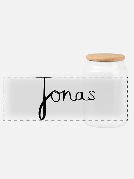 Jonah - Panoramic Cookie Jar with Wooden Lid - white