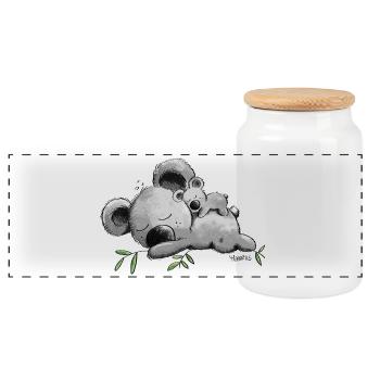 Koala mit Baby - Panorama Keksdose mit Holzdeckel - Weiß - Vorne