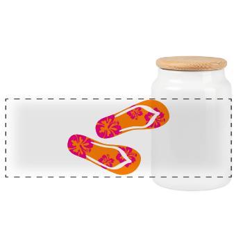 Badelatschen Hibiskus Flip Flops Sommer Urlaub Fun - Panorama Keksdose mit Holzdeckel - Weiß - Vorne