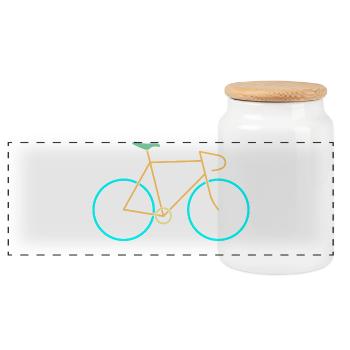Racing bike yellow blue - Panoramic Cookie Jar with Wooden Lid - white - Front