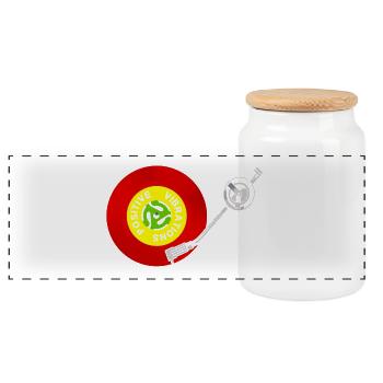 Positive Vibrations Red Gold Green Vinyl Record - Panoramic Cookie Jar with Wooden Lid - white - Front