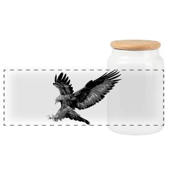 Eagle - Panoramic Cookie Jar with Wooden Lid - white - Front