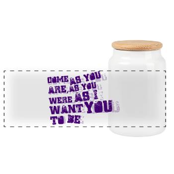 nirvana - come as you are - Panoramic Cookie Jar with Wooden Lid - white - Front