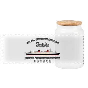 PAQUEBOT FRANCE Louis RUNEMBERG © Adagp - Boîte à biscuits avec couvercle en bois - blanc - Devant
