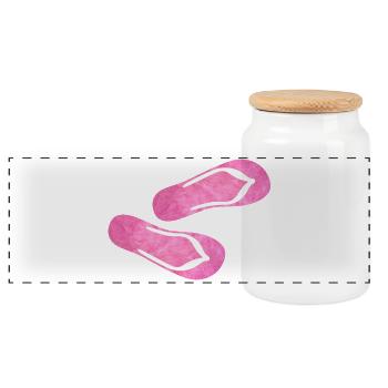 Flip Flop Latschen Plüsch Fell flauschig rosa pink - Panorama Keksdose mit Holzdeckel - Weiß - Vorne