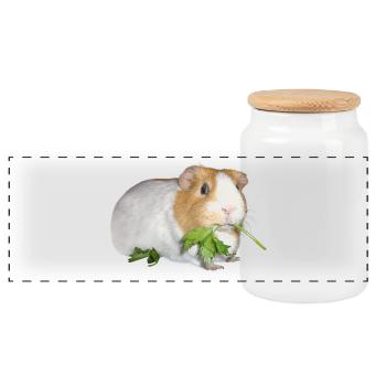 Meerschweinchen Rossi 2 - Panorama Keksdose mit Holzdeckel - Weiß - Vorne