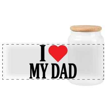 I love my dad t-shirt design father's day - Panoramic Cookie Jar with Wooden Lid - white - Front