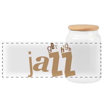 Jazz Retro Clutter Typography - Panoramic Cookie Jar with Wooden Lid - white - Front