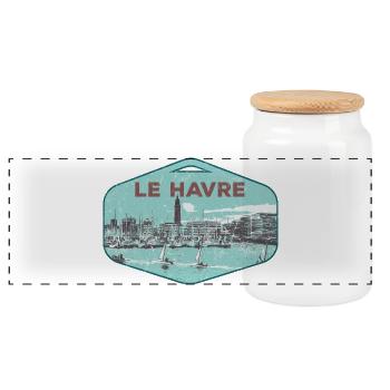 Le Havre France est ma ville natale - Boîte à biscuits avec couvercle en bois - blanc - Devant