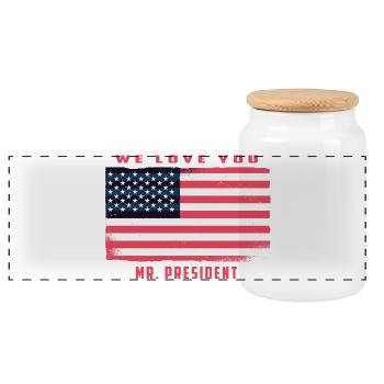 We love you Mr. President - Panoramic Cookie Jar with Wooden Lid - white - Front