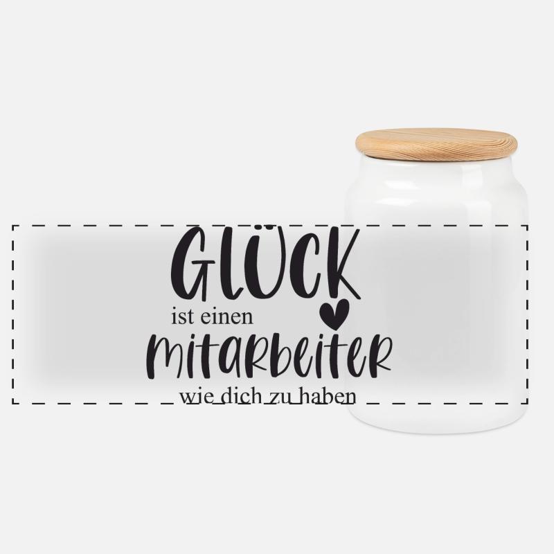 Glück Mitarbeiter Kollege Bedanken Geschenk - Panorama Keksdose mit Holzdeckel - Weiß