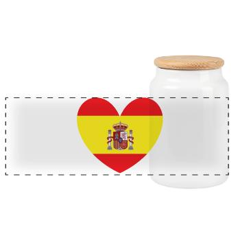 Drapeau du cœur de l’Espagne - Boîte à biscuits avec couvercle en bois - blanc - Devant