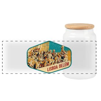 Lisbonne Portugal, belle ville Belem - Boîte à biscuits avec couvercle en bois - blanc - Devant