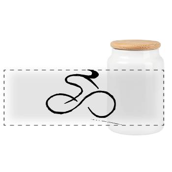 Cycling - Panoramic Cookie Jar with Wooden Lid - white - Front