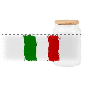 Italy Italian Flag Flag Gift - Panoramic Cookie Jar with Wooden Lid - white - Front