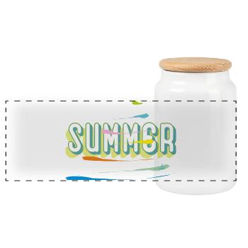 Sommer - Panorama Keksdose mit Holzdeckel - Weiß - Vorne
