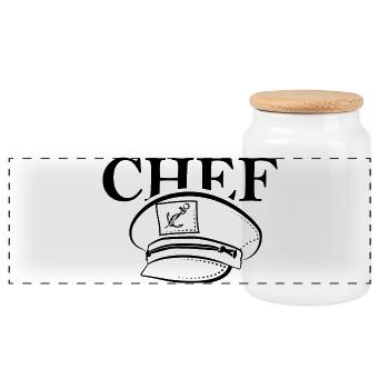 Captain Chief Symbol Anchor Cap Seafarer Icon - Panoramic Cookie Jar with Wooden Lid - white - Front