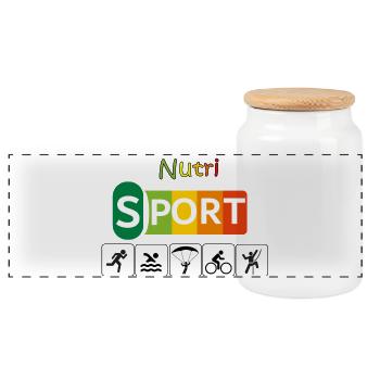 Nutri sport - Boîte à biscuits avec couvercle en bois - blanc - Devant