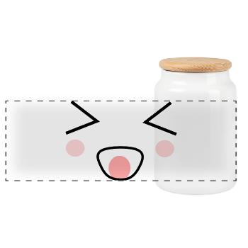 Kawaii Gesicht Kawaii Kostüm Kawaii - Panorama Keksdose mit Holzdeckel - Weiß - Vorne