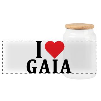 t-shirt I love Gaia t-shirt gift idea - Panoramic Cookie Jar with Wooden Lid - white - Front